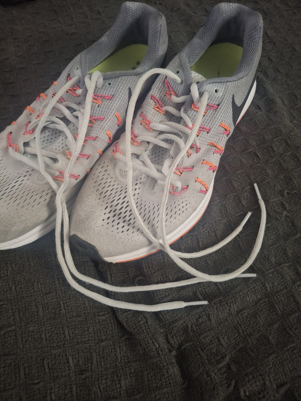 Nike Women's Gray Sneakers with Pink and Orange Accents